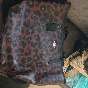 Coach Animal Print Tote - Brown and Purple